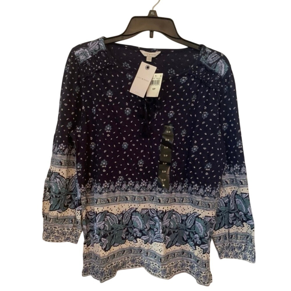 Lucky‎ Brand Women's Blouse Small Petite NWT Blue Floral